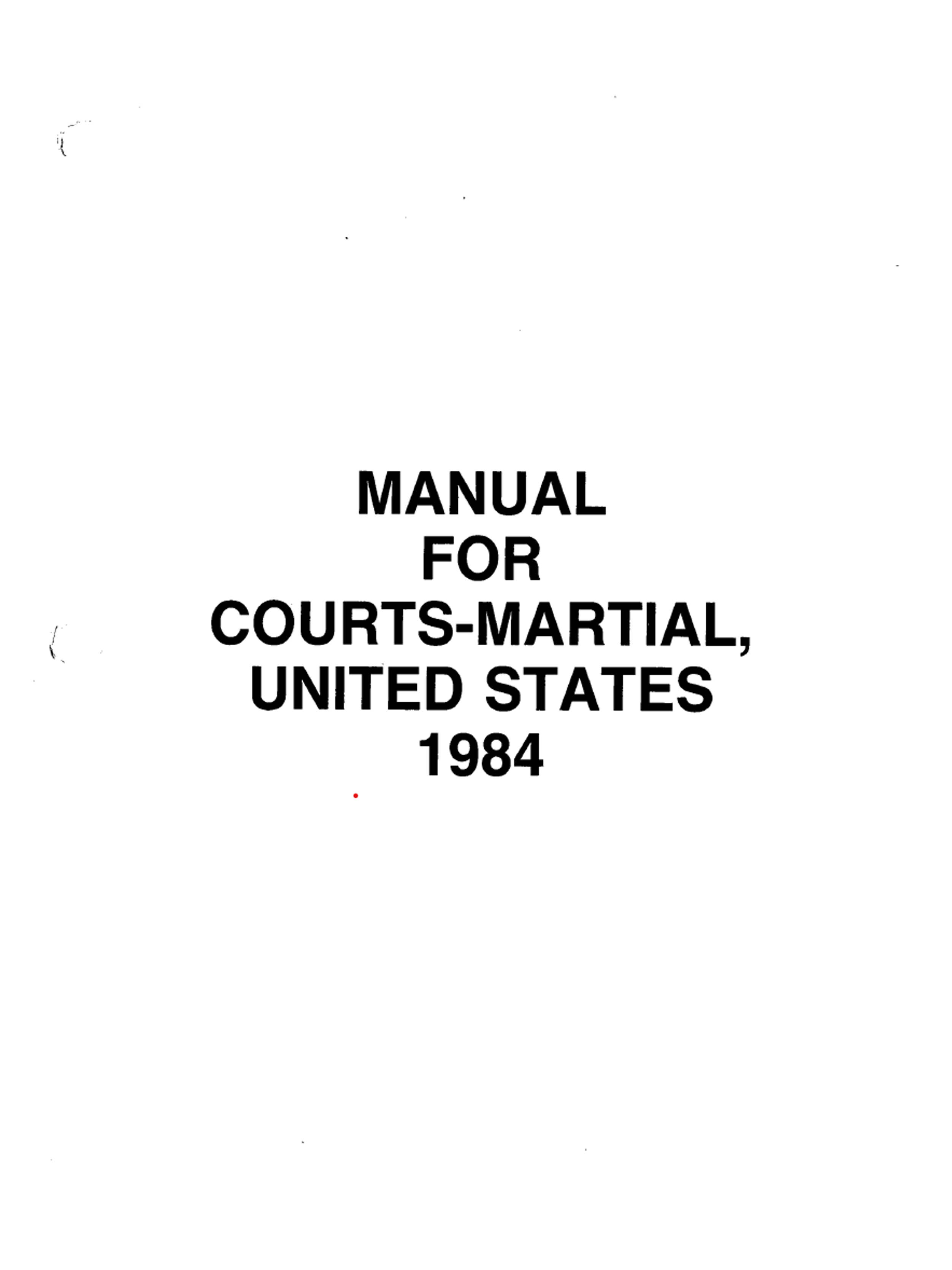 Cover — Manual for Courts-Martial, 1984 — Original 1984 Manual