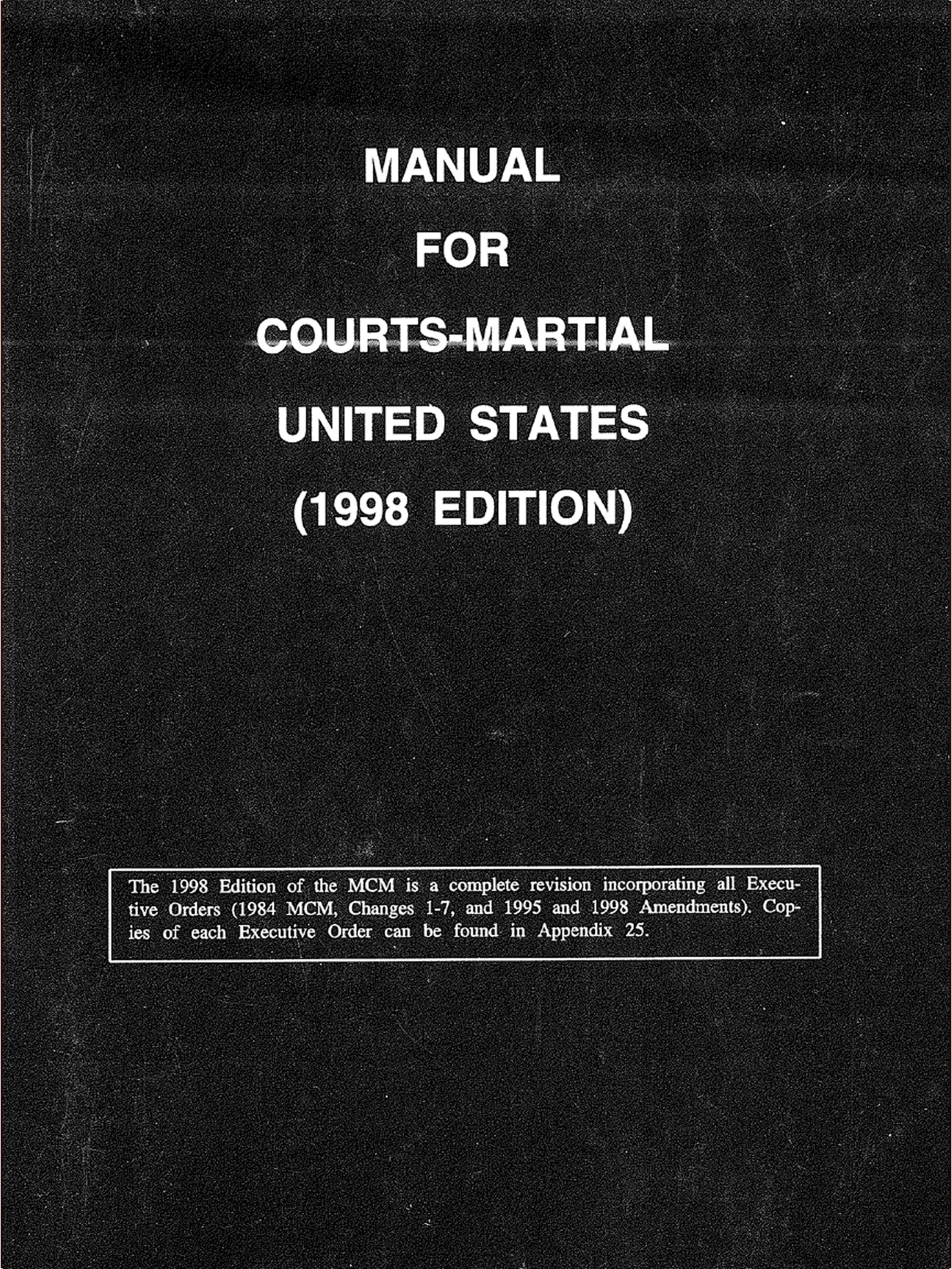 Cover — Manual for Courts-Martial, 1998 — Edition