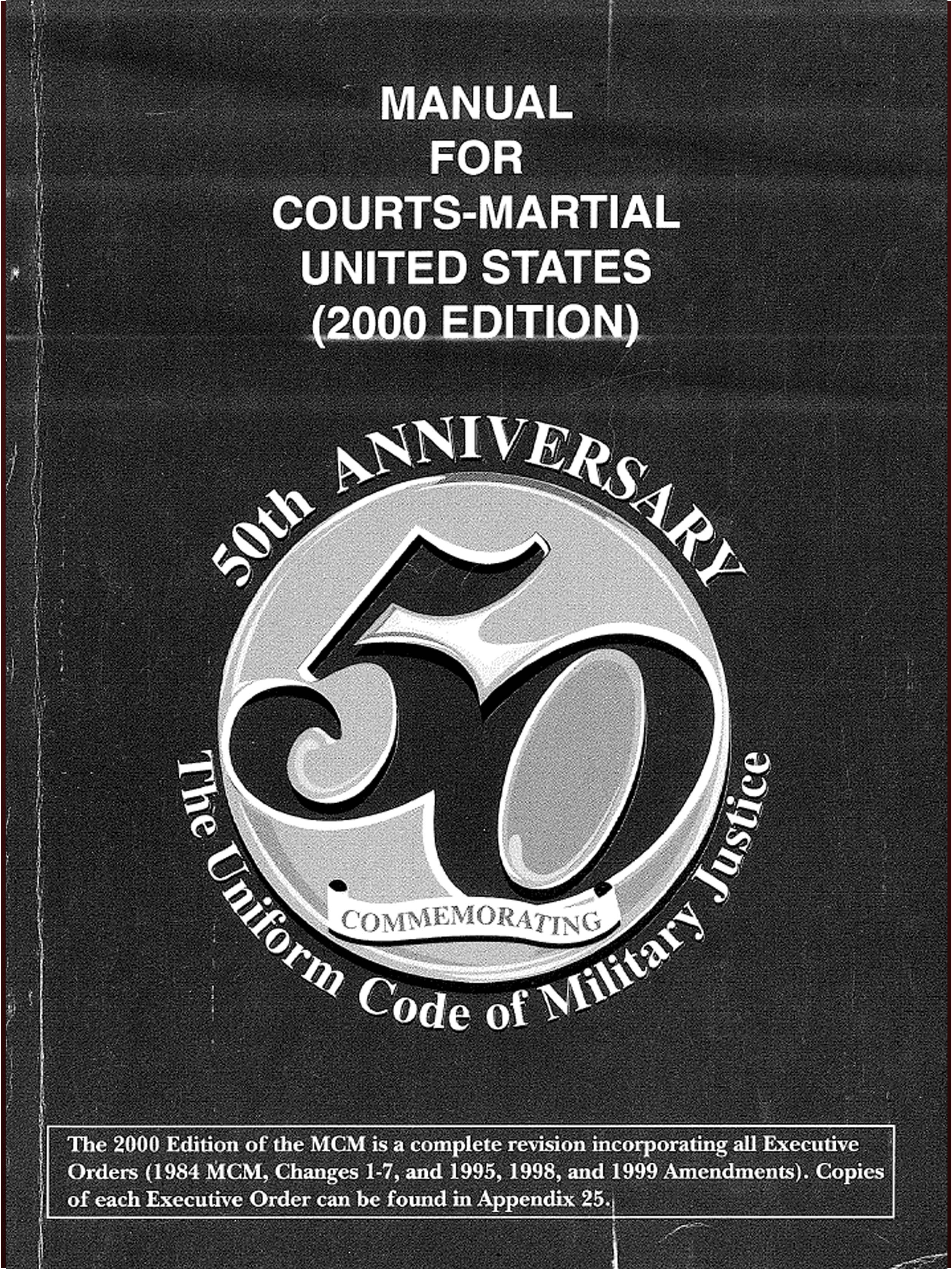 Cover — Manual for Courts-Martial, 2000 — Edition