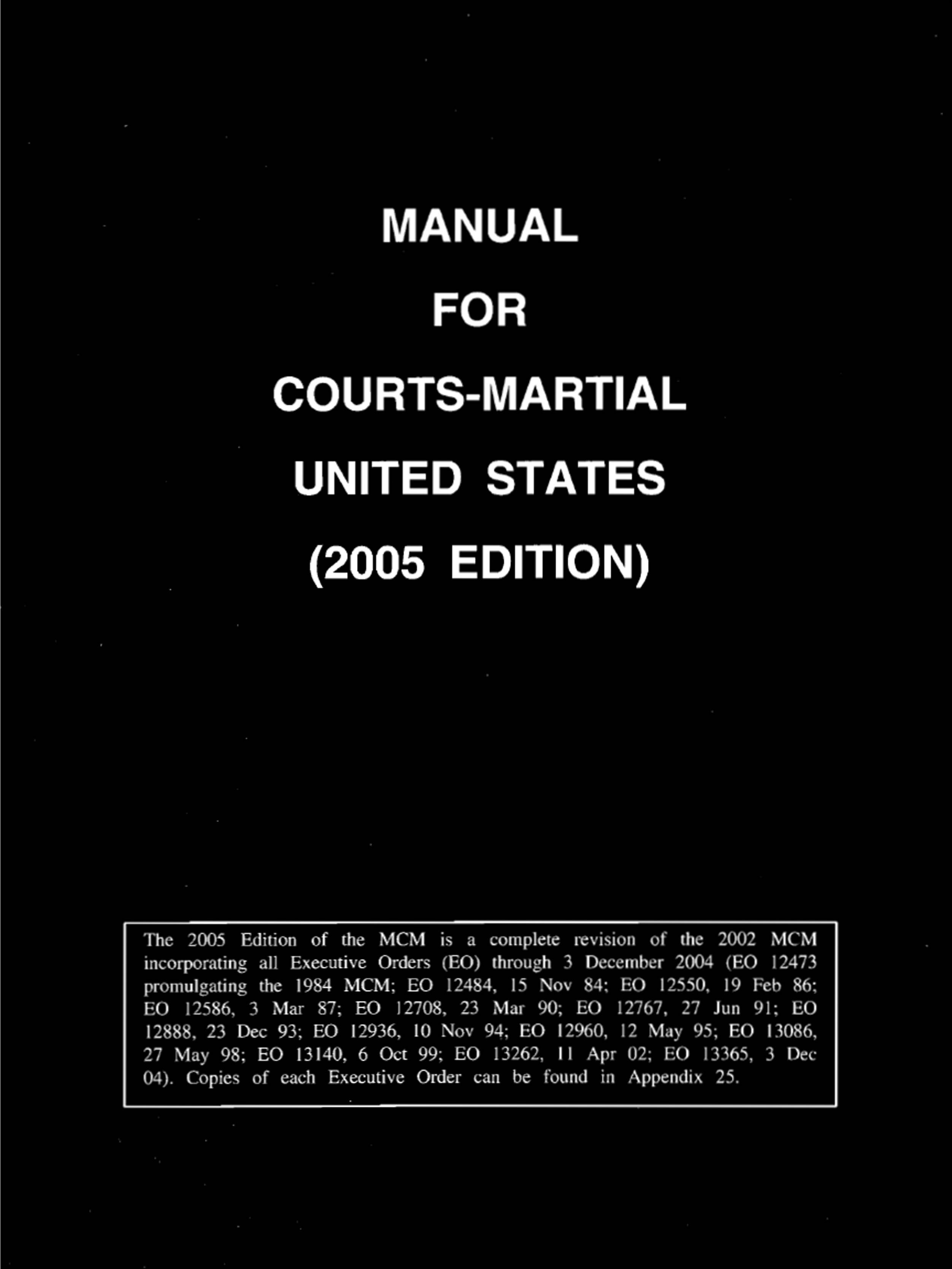 Cover — Manual for Courts-Martial, 2005 — Edition